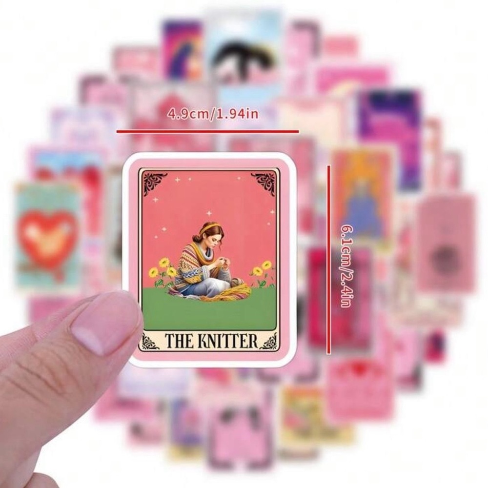 55 Pink Tarot Card Stickers Fun Cartoon Images Card Games Psychic - Picture 2 of 5